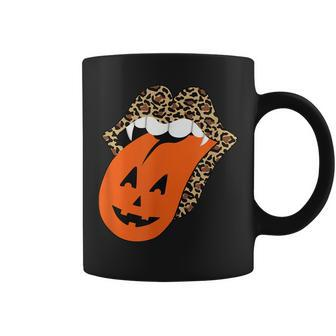 Leopard Lips Halloween Lips Vampire Mouth Pumpkin Tongue V3 Coffee Mug - Seseable