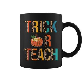 Leopard Trick Or Teach Pumpkin Teacher Halloween Costume Coffee Mug - Seseable