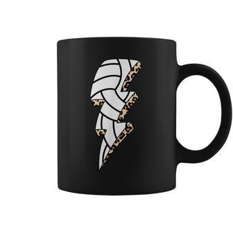 Leopard Volleyball Lightning Bolt Volleyball Mom Game Day Coffee Mug - Thegiftio UK