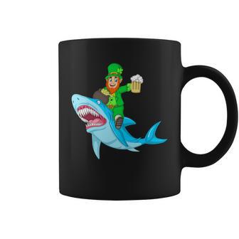 Leprechaun Riding Shark St Patricks Day Coffee Mug - Monsterry