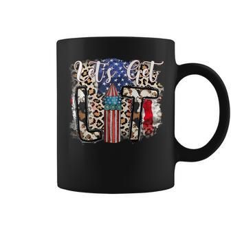 Lets Get Lit 4Th Of July Fireworks Usa Firecracker Leopard Coffee Mug - Seseable