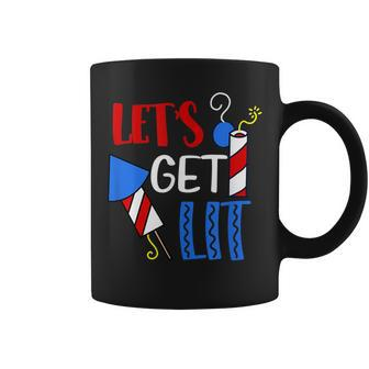 Lets Get Lit Fireworks Firecracker Funny Fourth 4Th Of July Coffee Mug - Seseable