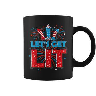 Lets Get Lit Usa Flag Cute Firework Patriotic 4Th Of July Coffee Mug - Seseable