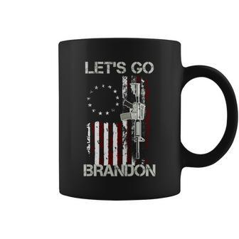 Lets Go Brandon Vintage American Flag Gun Rifle Coffee Mug - Monsterry AU