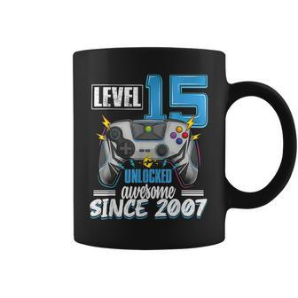 Level 15 Unlocked Awesome 2007 15Th Birthday Boy Video Games Coffee Mug - Seseable