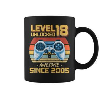 Level 18 Unlocked Awesome Since 2005 18Th Birthday Gaming V5 Coffee Mug - Thegiftio UK