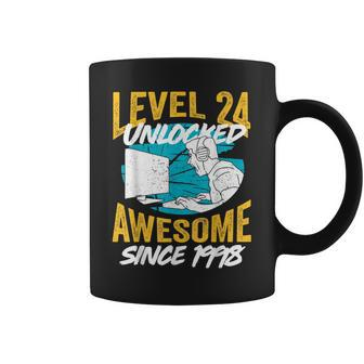 Level 24 Unlocked Awesome 1998 24Th Birthday Man Video Game Coffee Mug - Seseable