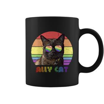 Lgbtq Ally Cat Rainbow Gay Pride Flag Lgbt Gift Coffee Mug - Monsterry