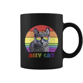 Lgbtq Ally Cat Rainbow Gay Pride Flag Lgbt Gift V4 Coffee Mug - Monsterry