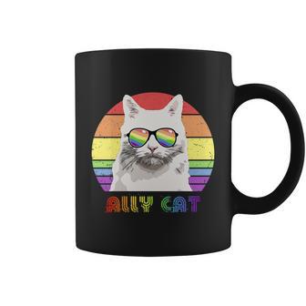 Lgbtq Ally Cat Rainbow Gay Pride Flag Lgbt Gift V5 Coffee Mug - Monsterry