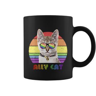 Lgbtq Ally Cat Rainbow Gay Pride Flag Lgbt Gift V8 Coffee Mug - Monsterry