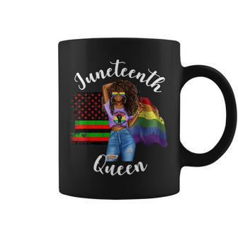 Lgbtq Junenth Queen Gay Pride Flag Blm Afro Hair Black Coffee Mug - Thegiftio UK