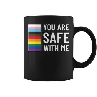 Lgbtq Pride Ally Pride Month Progress Pride Flag Equality Pride Parade You Are Safe With Me Safe Person Coffee Mug - Thegiftio UK
