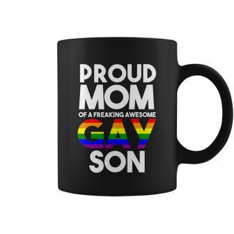 Lgbtq Proud Mom Of A Gay Son Lgbtq Ally Funny Gift Free Mom Hugs Gift Coffee Mug - Thegiftio UK