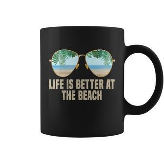 Life Is Better At The Beach Vacation Beach Summer Sunglasses Gift Graphic Design Printed Casual Daily Basic Coffee Mug - Thegiftio UK