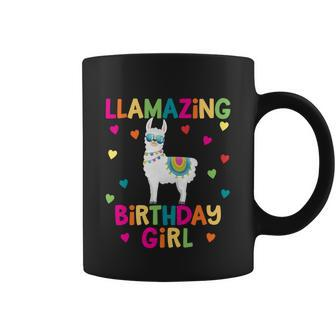 Llama Birthday Party Llamazing Gift Girl Rainbow Hearts Gift Coffee Mug - Monsterry