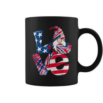 Love Gnome Usa Flag 4Th Of July Red White Blue Tie Dye Coffee Mug - Seseable