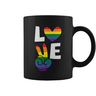 Love Heart Peace Lgbt Gay Pride Lesbian Bisexual Ally Quote Coffee Mug - Monsterry AU