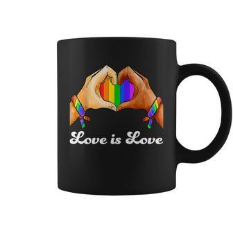 Love Is Love Heart Hand Lgbt Flag Graphic Design Printed Casual Daily Basic Coffee Mug - Thegiftio UK