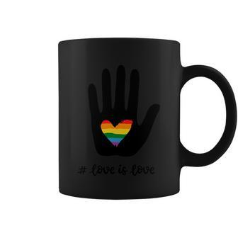 Love Is Love Rainbow Heart In Hand Pride Month Graphic Design Printed Casual Daily Basic Coffee Mug - Thegiftio UK