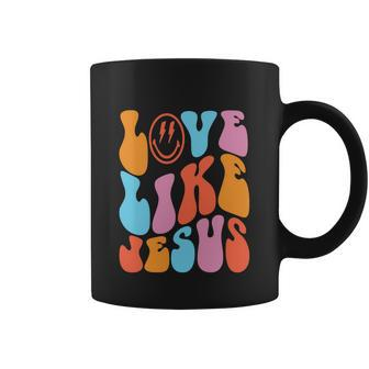 Love Like Jesus Smiley Face Aesthetic Funny Christian Coffee Mug - Monsterry UK