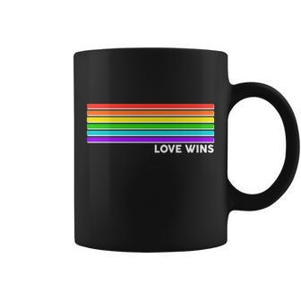 Love Wins Rainbow Stripes Thin Lines Tshirt Coffee Mug - Monsterry CA