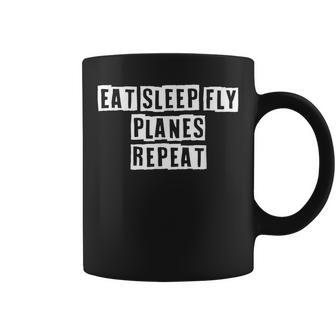 Lovely Funny Cool Sarcastic Eat Sleep Fly Planes Repeat Coffee Mug - Thegiftio UK