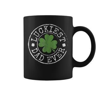 Luckiest Dad Ever Shamrocks Lucky Father St Patricks Day Coffee Mug - Thegiftio UK