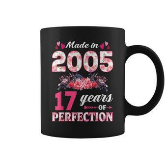 Made In 2005 Floral 17Th Birthday 17 Year Old Gifts Women Coffee Mug - Thegiftio UK