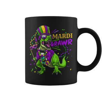 Mardi Gras Dabbing T Rex Dinosaur Mardi Grawr Bead Costume Coffee Mug - Thegiftio UK
