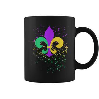 Mardi Gras Fleur-De-Lis Paint Splatter For Men Women Coffee Mug - Thegiftio UK