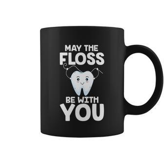 May The Floss Be With You Dentist Dental Assistant Hygienist Gift Graphic Design Printed Casual Daily Basic Coffee Mug - Thegiftio UK
