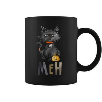 Meh Cat Black Funny For Women Funny Halloween Coffee Mug - Seseable