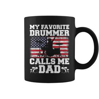 Mens American Flag My Favorite Drummer Call Me Dad Fathers Day Coffee Mug - Thegiftio UK
