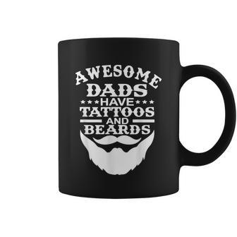 Mens Awesome Dads Have Tattoos And Beards Shirt Fathers Day Funny Tattoo Beard Coffee Mug - Thegiftio UK