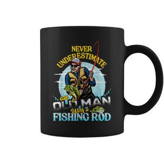 Mens Bass Fishing Birthday Never Underestimate An Old Man Coffee Mug - Thegiftio UK