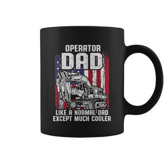 Mens Us Flag Heavy Equipment Excavator Operator Dad Tshirt Coffee Mug - Monsterry