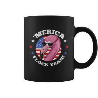 Merica 4Th Of July Flamingo Flock Patriotic American Flag Coffee Mug - Monsterry CA