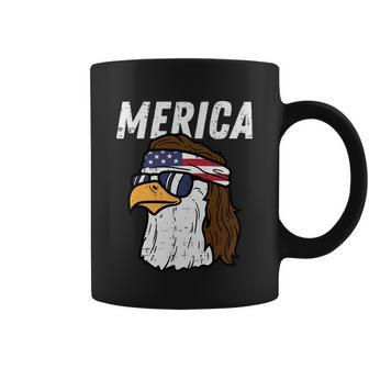 Merica Bald Eagle Mullet Sunglasses Fourth July 4Th Patriot Cool Gift V2 Coffee Mug - Monsterry DE