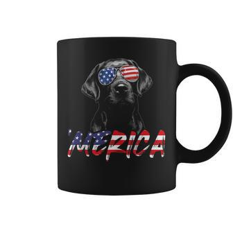 Merica Black Labrador 4Th Of July American Flag Lab Dog Coffee Mug - Seseable