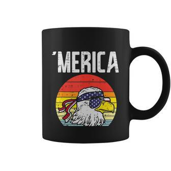 Merica Retro Eagle Bandana American Flag 4Th Of July Fourth Coffee Mug - Monsterry CA