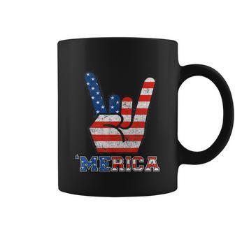 Merica Rock Sign For 4Th Of July V2 Coffee Mug - Monsterry