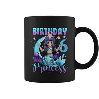 Mermaid Birthday Girl 6 Years Old Mermaid 6Th Birthday Girls Graphic Design Printed Casual Daily Basic Coffee Mug - Thegiftio UK
