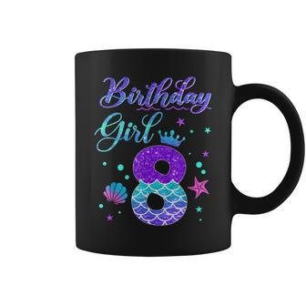 Mermaid Birthday Girl 8 Year Old Its My 8Th Birthday Mermaid Coffee Mug - Thegiftio UK