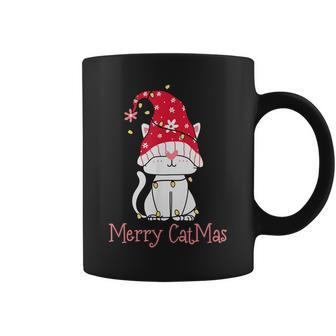 Merry Catmas Xmas Gift Funny Cute Gnomes Cat Christmas Tree Coffee Mug - Thegiftio UK