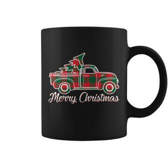 Merry Christmas Plaid Truck And Tree Coffee Mug - Monsterry CA