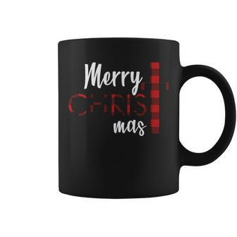 Merry Christmas Plaided Cross Graphic Design Printed Casual Daily Basic Coffee Mug - Thegiftio