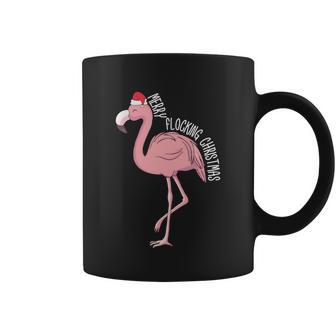 Merry Flocking Xmas Tropical Flamingo Christmas In July Coffee Mug - Monsterry