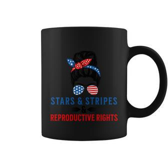 Messy Bun American Flag Stars Stripes Reproductive Rights Gift Coffee Mug - Monsterry CA