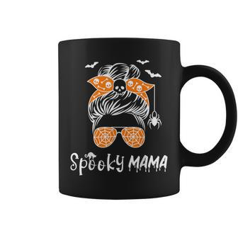 Messy Bun Spooky Mama Mom Funny Halloween Costume Skull V2 Coffee Mug - Seseable